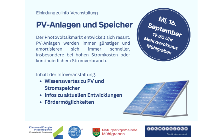 Einladung zur Infoveranstaltung: Photovoltaik und Speicher