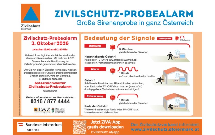 Zivilschutz-Probealarm - Große Sirenenprobe in ganz Österreich