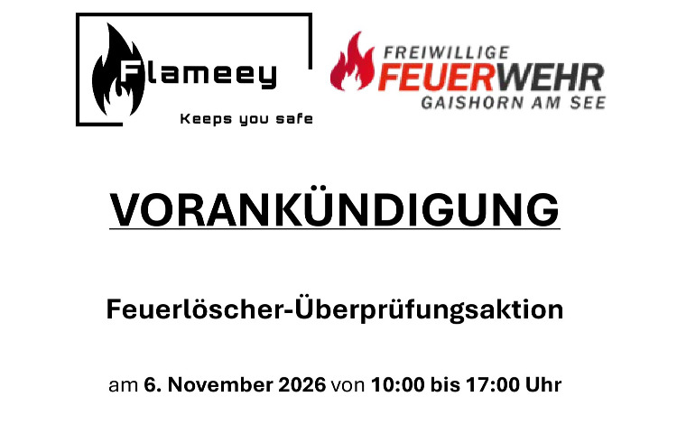 Vorankündigung - Feuerlöscher Überprüfungsaktion