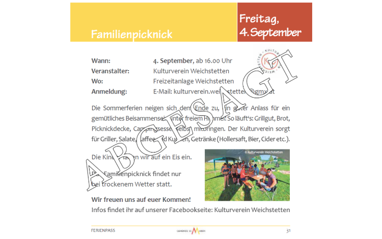 ABGESAGT: Familienpicknick