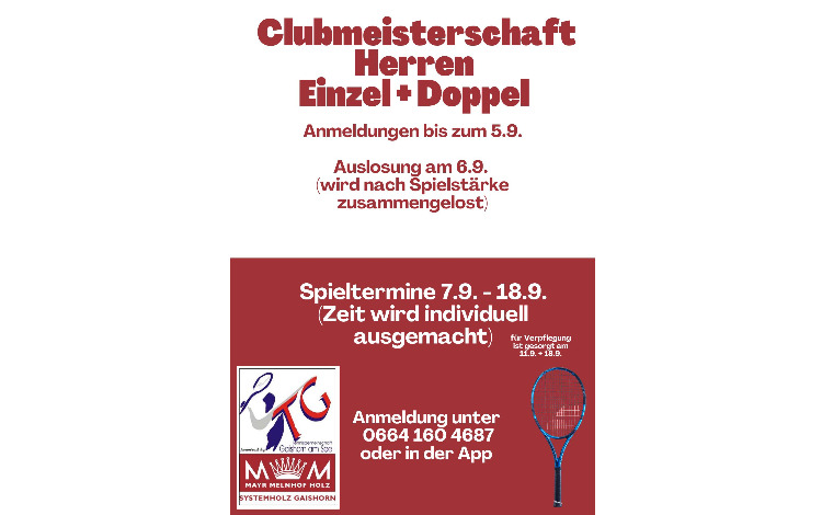 Clubmeisterschaft Herren Einzel+Dopple