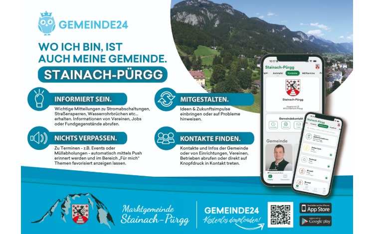 Informieren Sie sich über das aktuelle Geschehen in Stainach-Pürgg!