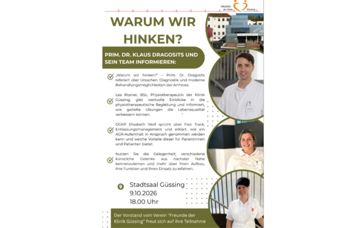 Prim. Dr. Klaus Dragosits und Team informieren über Arthrose in Güssing