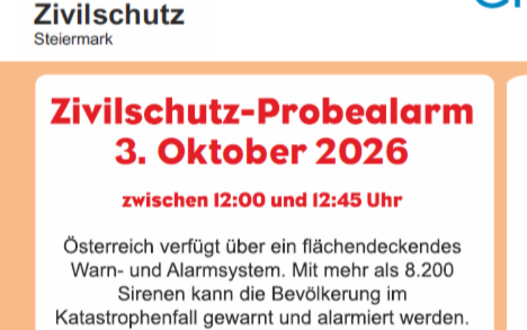 Zivilschutz-Probealarm 03.10.2026