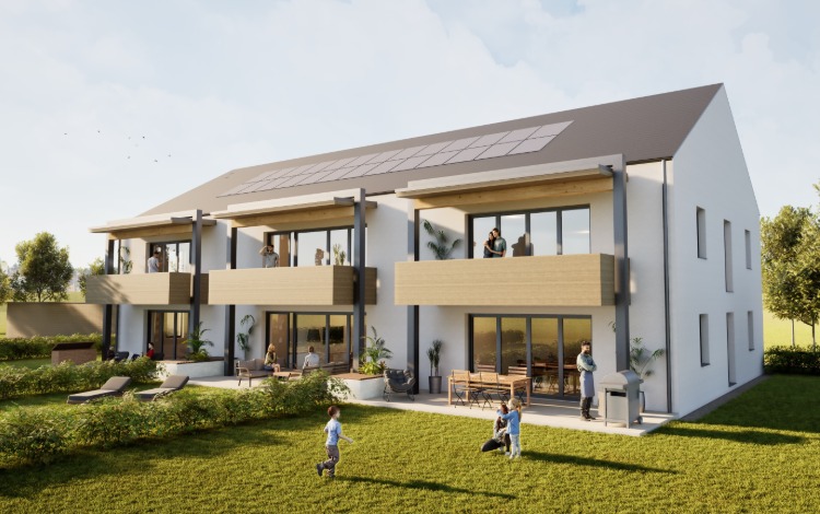 Moderne Reihenhäuser mit Solaranlage, Balkonen und Garten in Österreich