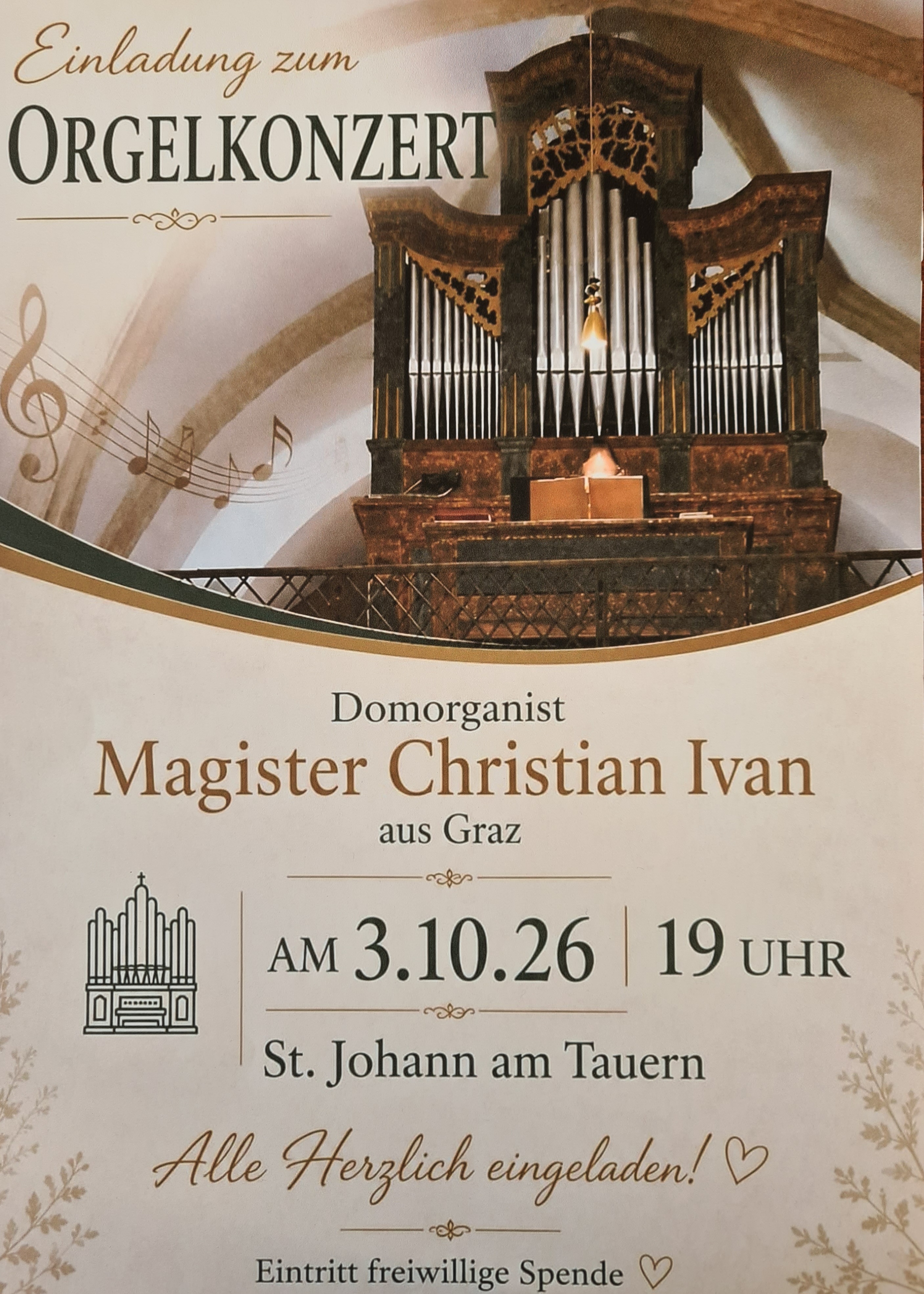 Orgelkonzert von Domorganist Magister Christian Ivan
