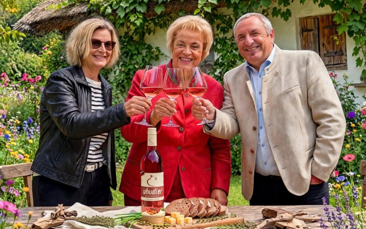 Uhudler-Weinprobe mit Elisabeth, Karl und Martin in Südburgenland