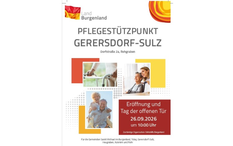Pflegestützpunkt Gerersdorf-Sulz: Eröffnung Tag der offenen Tür am 26.09.2026 in Rehgraben