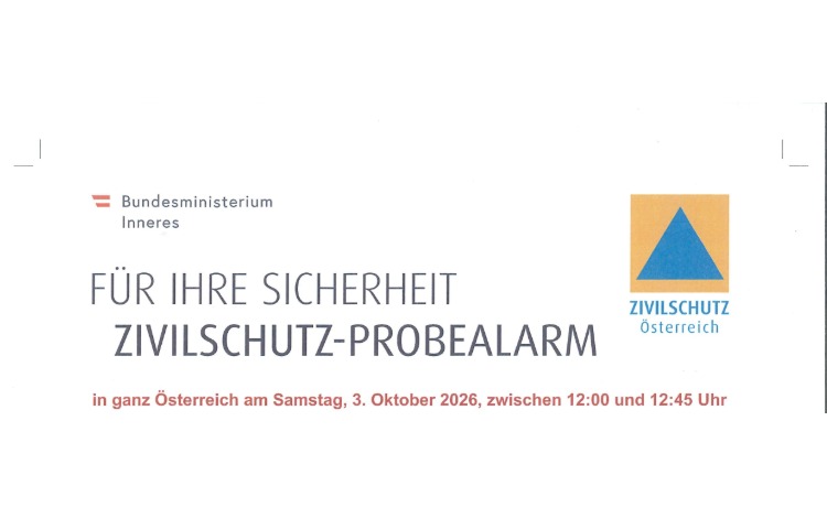 Zivilschutz-Probealarm am Samstag, 03. Oktober 2026