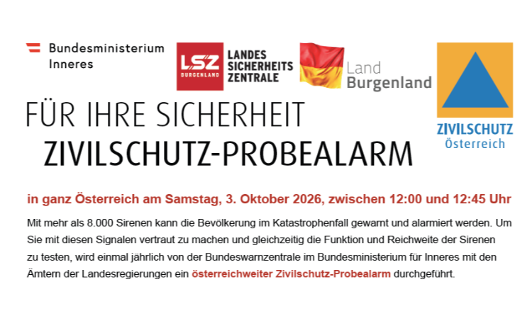 Zivilschutz-Probealarm am Samstag, 3. Oktober 2026
