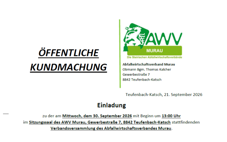 Verbandsversammlung des AWV Murau