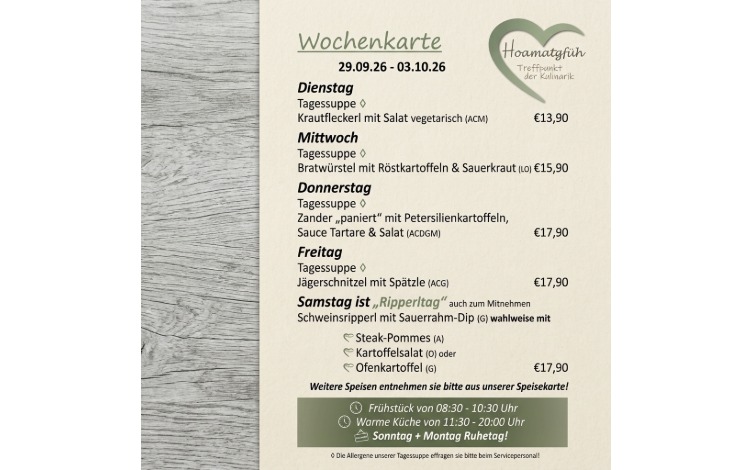 Wochenkarte Hoamatgfüh
