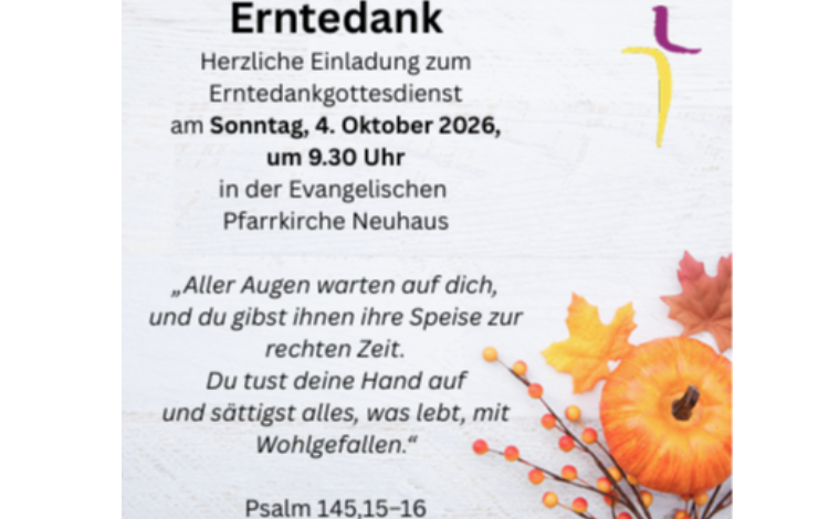 Einladung zum Erntedankgottesdienst