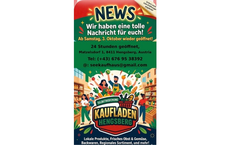 KAUFLADEN ab Samstag 3. Oktober wieder geöffnet!!