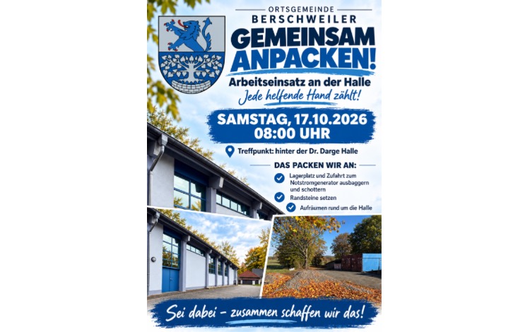 Arbeitseinsatz an der Halle