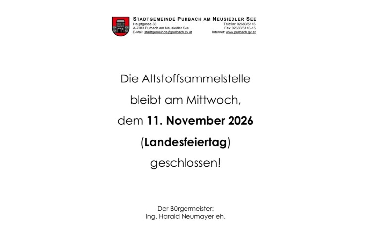 Altstoffsammelstelle - an "Martini" geschlossen