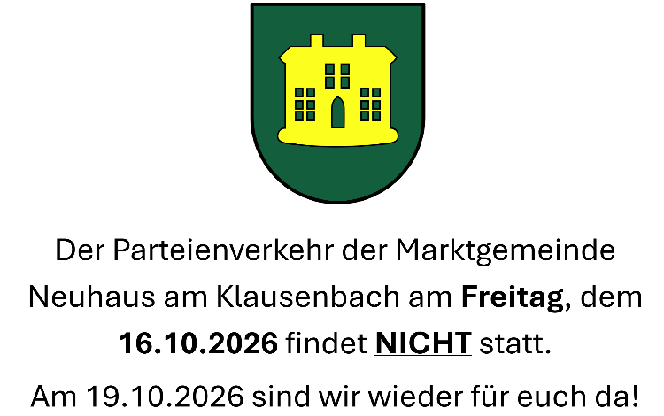 Kein Parteienverkehr am 16.10.2026!