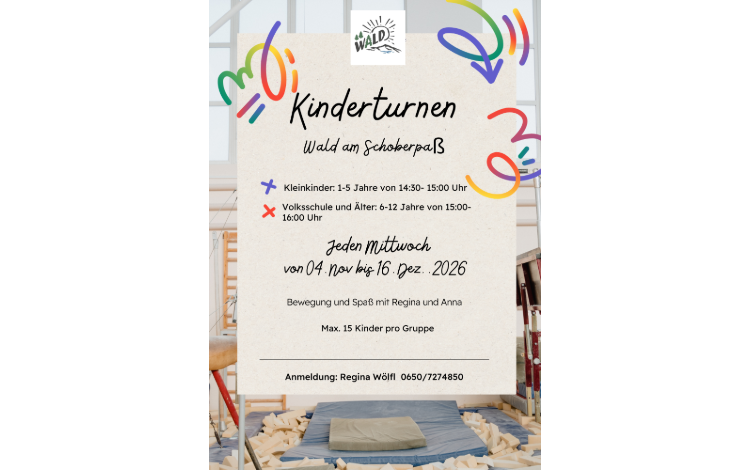 Kinderturnen jeden Mittwoch von 04.11. bis 16.12.2026!