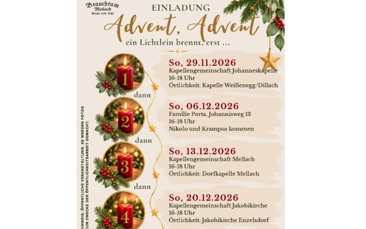 Brauchtum Mellach - Advent, Advent ein Lichtlein brennt...